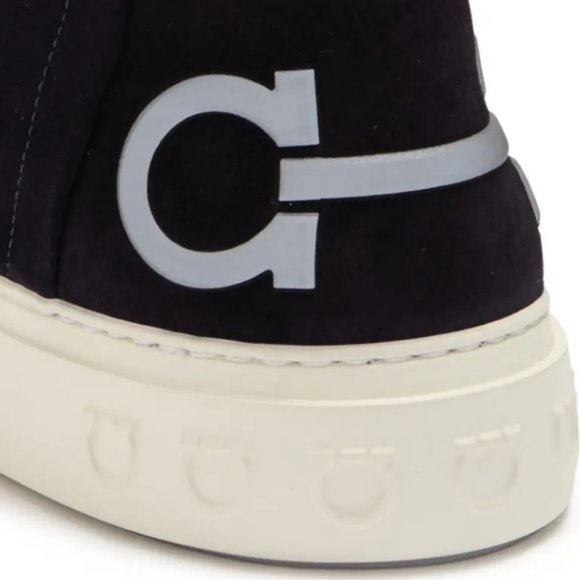 SALVATORE FERRAGAMO Gancini Suede Leather Sneaker NAVY BLUE BNIB $660 DUST BAG - Picture 6 of 14